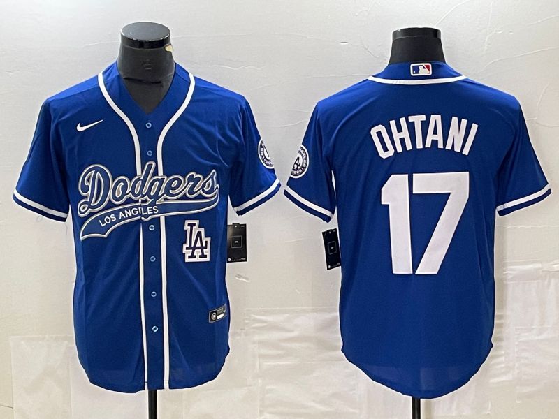 Men Los Angeles Dodgers #17 Ohtani Blue Nike Game MLB Jersey style 5
